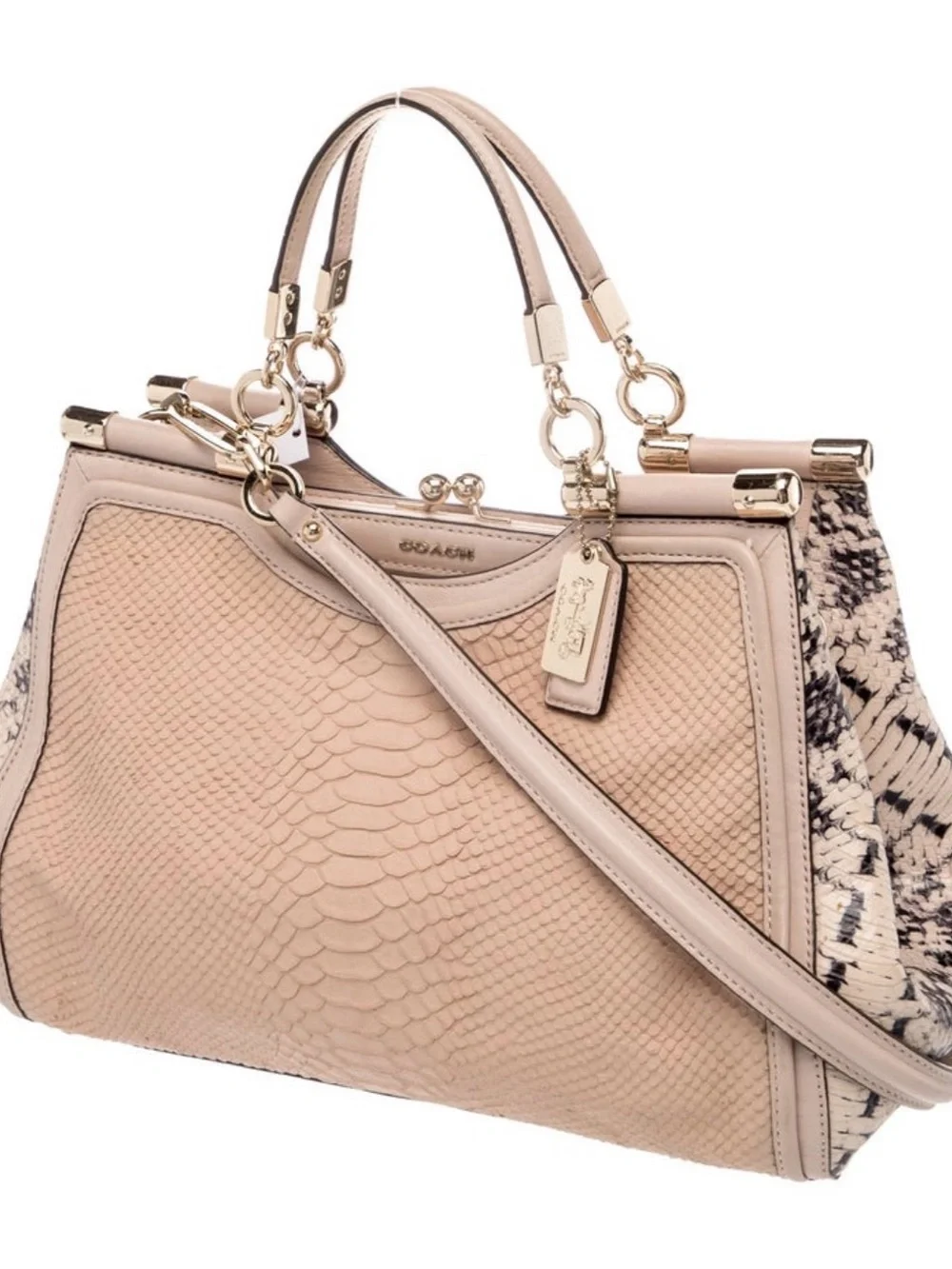 Coach  Python-Texture Top Handle Satchel Shoulder Crossbody Bag